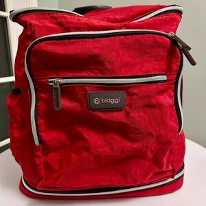 Biaggi Zipsak Backsak Foldable Travel Backpack 16x14x9" Red Gently Used